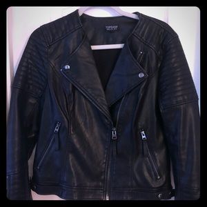 Black Topshop motto leather jacket